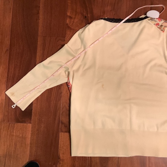 Neiman Marcus silk blend button down sweater with lace and chiffon insets - Picture 8 of 11